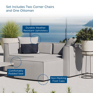 Modway Furniture Saybrook Outdoor Patio Loveseat and Ottoman Set - Modern All-Weather Comfort for Stylish Relaxation Gray EEI-4378-GRY