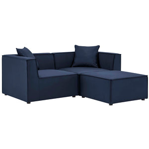 Modway Furniture Saybrook Outdoor Patio Loveseat and Ottoman Set - Modern All-Weather Comfort for Stylish Relaxation Navy EEI-4378-NAV