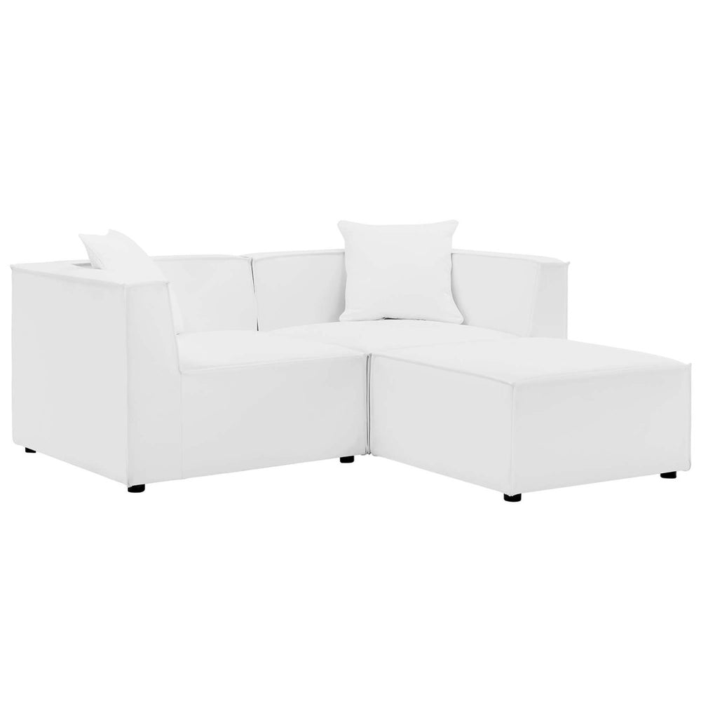 Modway Furniture Saybrook Outdoor Patio Loveseat and Ottoman Set - Modern All-Weather Comfort for Stylish Relaxation White EEI-4378-WHI