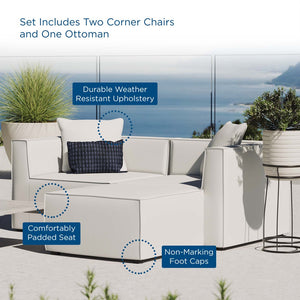 Modway Furniture Saybrook Outdoor Patio Loveseat and Ottoman Set - Modern All-Weather Comfort for Stylish Relaxation White EEI-4378-WHI