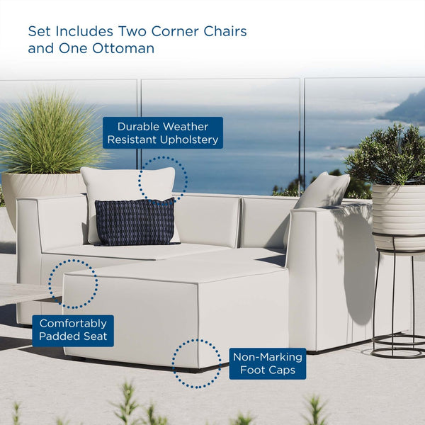 Modway Furniture Saybrook Outdoor Patio Loveseat and Ottoman Set - Modern All-Weather Comfort for Stylish Relaxation White EEI-4378-WHI