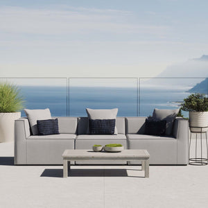 Modway Furniture Saybrook 3-Piece Outdoor Patio Sectional Sofa – Stylish, Durable, and Comfortable for Any Space Gray EEI-4379-GRY