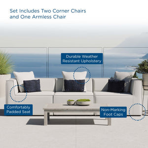 Modway Furniture Saybrook 3-Piece Outdoor Patio Sectional Sofa – Stylish, Durable, and Comfortable for Any Space White EEI-4379-WHI