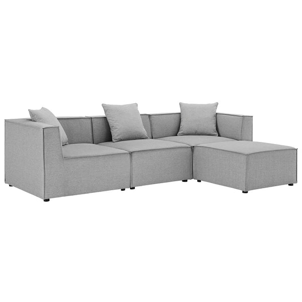 Modway Furniture Saybrook 4-Piece Outdoor Patio Upholstered Sectional Sofa – Stylish, Modular Design for Comfort & Durability Gray EEI-4380-GRY