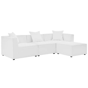 Modway Furniture Saybrook 4-Piece Outdoor Patio Upholstered Sectional Sofa – Stylish, Modular Design for Comfort & Durability White EEI-4380-WHI
