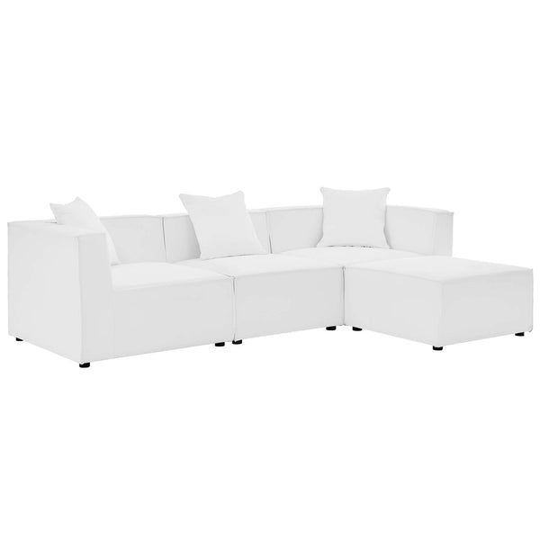 Modway Furniture Saybrook 4-Piece Outdoor Patio Upholstered Sectional Sofa – Stylish, Modular Design for Comfort & Durability White EEI-4380-WHI