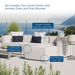 Modway Furniture Saybrook 4-Piece Outdoor Patio Upholstered Sectional Sofa – Stylish, Modular Design for Comfort & Durability White EEI-4380-WHI