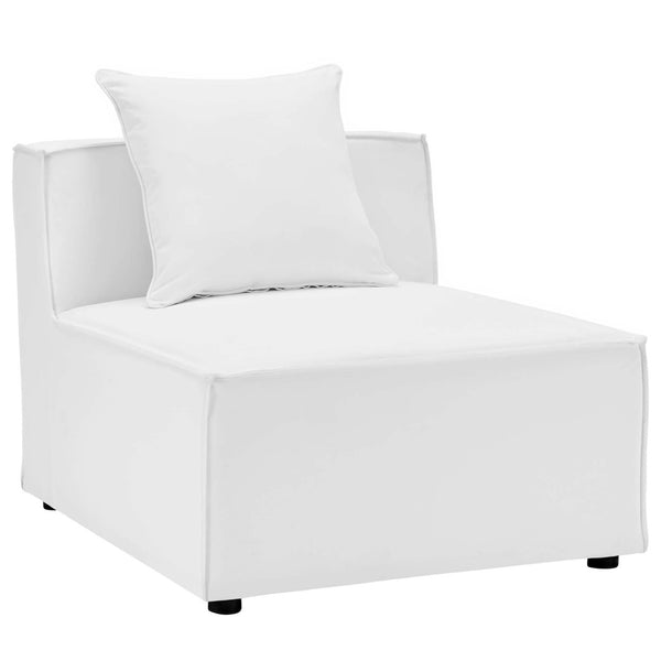 Modway Furniture Saybrook 4-Piece Outdoor Patio Upholstered Sectional Sofa – Stylish, Modular Design for Comfort & Durability White EEI-4380-WHI