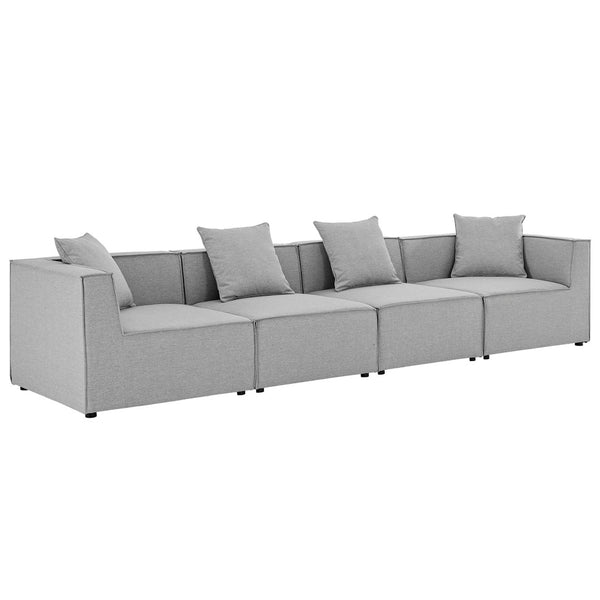 Modway Furniture Saybrook 4-Piece Outdoor Sectional Sofa Set - Stylish, Durable, and Comfortable for All-Weather Enjoyment Gray EEI-4381-GRY