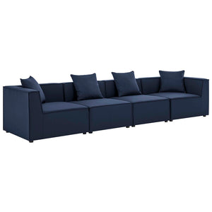 Modway Furniture Saybrook 4-Piece Outdoor Sectional Sofa Set - Stylish, Durable, and Comfortable for All-Weather Enjoyment Navy EEI-4381-NAV