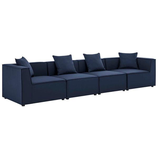 Modway Furniture Saybrook 4-Piece Outdoor Sectional Sofa Set - Stylish, Durable, and Comfortable for All-Weather Enjoyment Navy EEI-4381-NAV