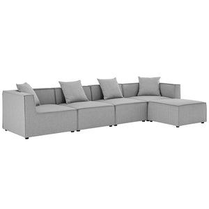 Modway Furniture Saybrook 5-Piece Outdoor Patio Sectional Sofa Set - Stylish, Durable, All-Weather Comfort for Lounging Gray EEI-4382-GRY