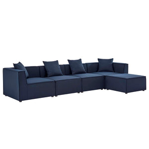 Modway Furniture Saybrook 5-Piece Outdoor Patio Sectional Sofa Set - Stylish, Durable, All-Weather Comfort for Lounging Navy EEI-4382-NAV