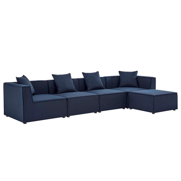 Modway Furniture Saybrook 5-Piece Outdoor Patio Sectional Sofa Set - Stylish, Durable, All-Weather Comfort for Lounging Navy EEI-4382-NAV