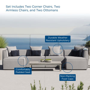 Modway Furniture Saybrook 6-Piece Outdoor Patio Sectional Sofa for Stylish Comfort and Versatile Entertaining Spaces Gray EEI-4383-GRY