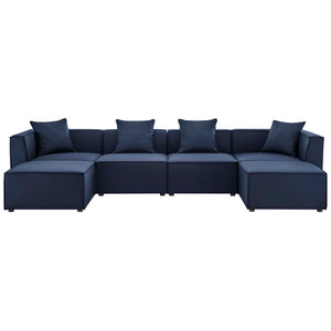 Modway Furniture Saybrook 6-Piece Outdoor Patio Sectional Sofa for Stylish Comfort and Versatile Entertaining Spaces Navy EEI-4383-NAV