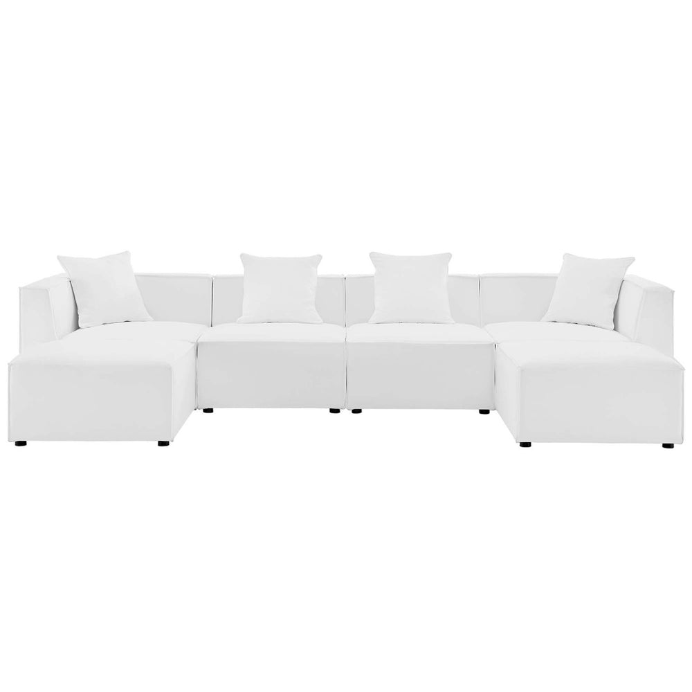 Modway Furniture Saybrook 6-Piece Outdoor Patio Sectional Sofa for Stylish Comfort and Versatile Entertaining Spaces White EEI-4383-WHI