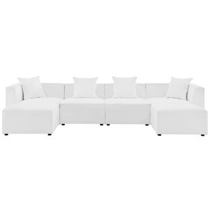 Modway Furniture Saybrook 6-Piece Outdoor Patio Sectional Sofa for Stylish Comfort and Versatile Entertaining Spaces White EEI-4383-WHI