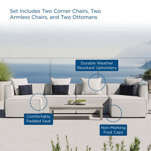 Modway Furniture Saybrook 6-Piece Outdoor Patio Sectional Sofa for Stylish Comfort and Versatile Entertaining Spaces White EEI-4383-WHI