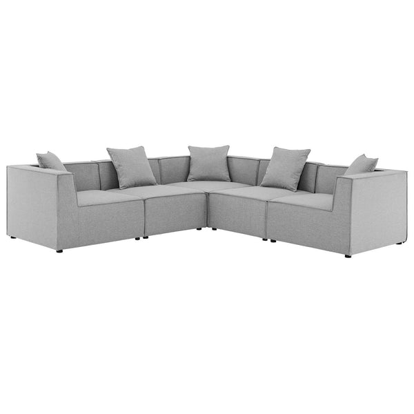 Modway Furniture Saybrook 5-Piece All-Weather Outdoor Sectional Sofa with Comfort & Stylish Modern Design for Patios Gray EEI-4384-GRY