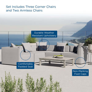 Modway Furniture Saybrook 5-Piece All-Weather Outdoor Sectional Sofa with Comfort & Stylish Modern Design for Patios Gray EEI-4384-GRY