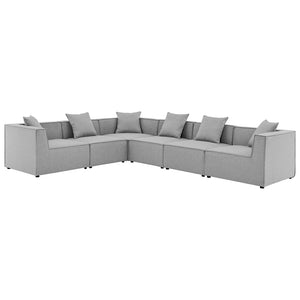 Modway Furniture Saybrook 6-Piece Outdoor Sectional Sofa Set for Relaxing Lounging and Stylish Patio Comfort Gray EEI-4385-GRY