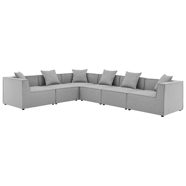 Modway Furniture Saybrook 6-Piece Outdoor Sectional Sofa Set for Relaxing Lounging and Stylish Patio Comfort Gray EEI-4385-GRY
