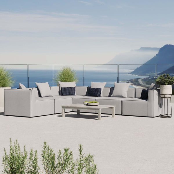 Modway Furniture Saybrook 6-Piece Outdoor Sectional Sofa Set for Relaxing Lounging and Stylish Patio Comfort Gray EEI-4385-GRY