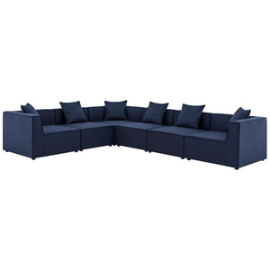 Modway Furniture Saybrook 6-Piece Outdoor Sectional Sofa Set for Relaxing Lounging and Stylish Patio Comfort Navy EEI-4385-NAV