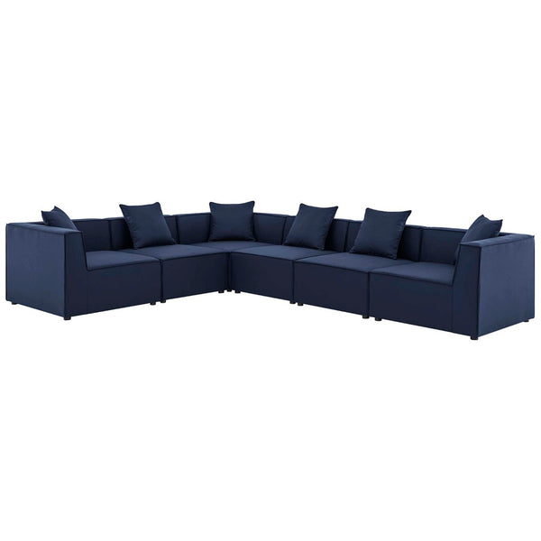 Modway Furniture Saybrook 6-Piece Outdoor Sectional Sofa Set for Relaxing Lounging and Stylish Patio Comfort Navy EEI-4385-NAV