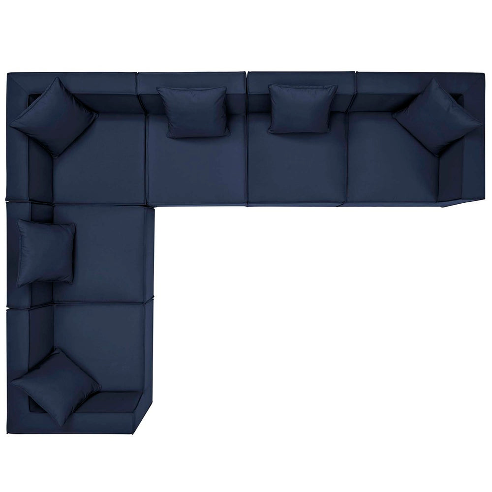 Modway Furniture Saybrook 6-Piece Outdoor Sectional Sofa Set for Relaxing Lounging and Stylish Patio Comfort Navy EEI-4385-NAV