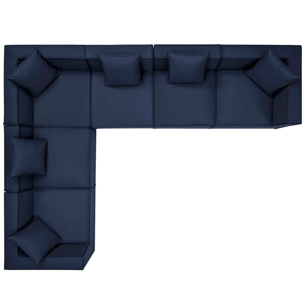 Modway Furniture Saybrook 6-Piece Outdoor Sectional Sofa Set for Relaxing Lounging and Stylish Patio Comfort Navy EEI-4385-NAV