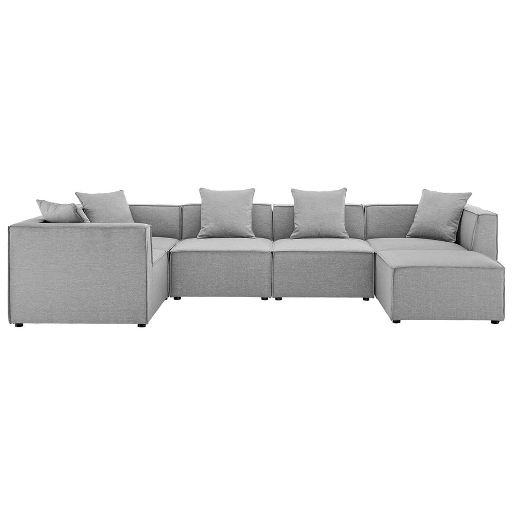Modway Furniture Saybrook 6-Piece Outdoor Modular Sectional Sofa Set with Durable Upholstery for Ultimate Comfort Gray EEI-4386-GRY