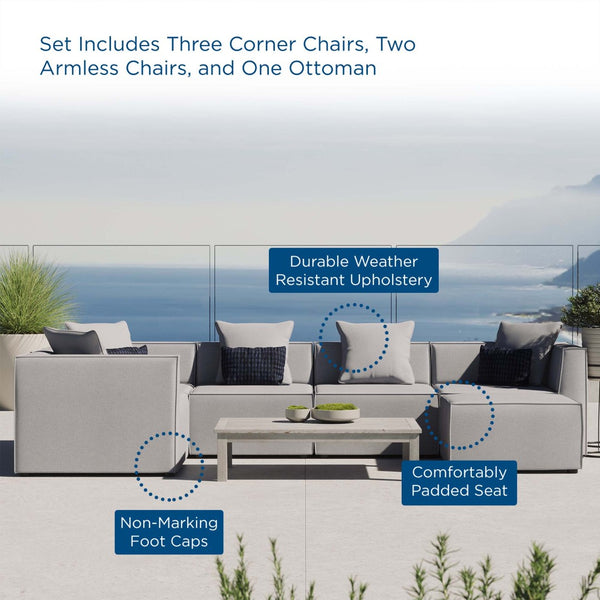 Modway Furniture Saybrook 6-Piece Outdoor Modular Sectional Sofa Set with Durable Upholstery for Ultimate Comfort Gray EEI-4386-GRY