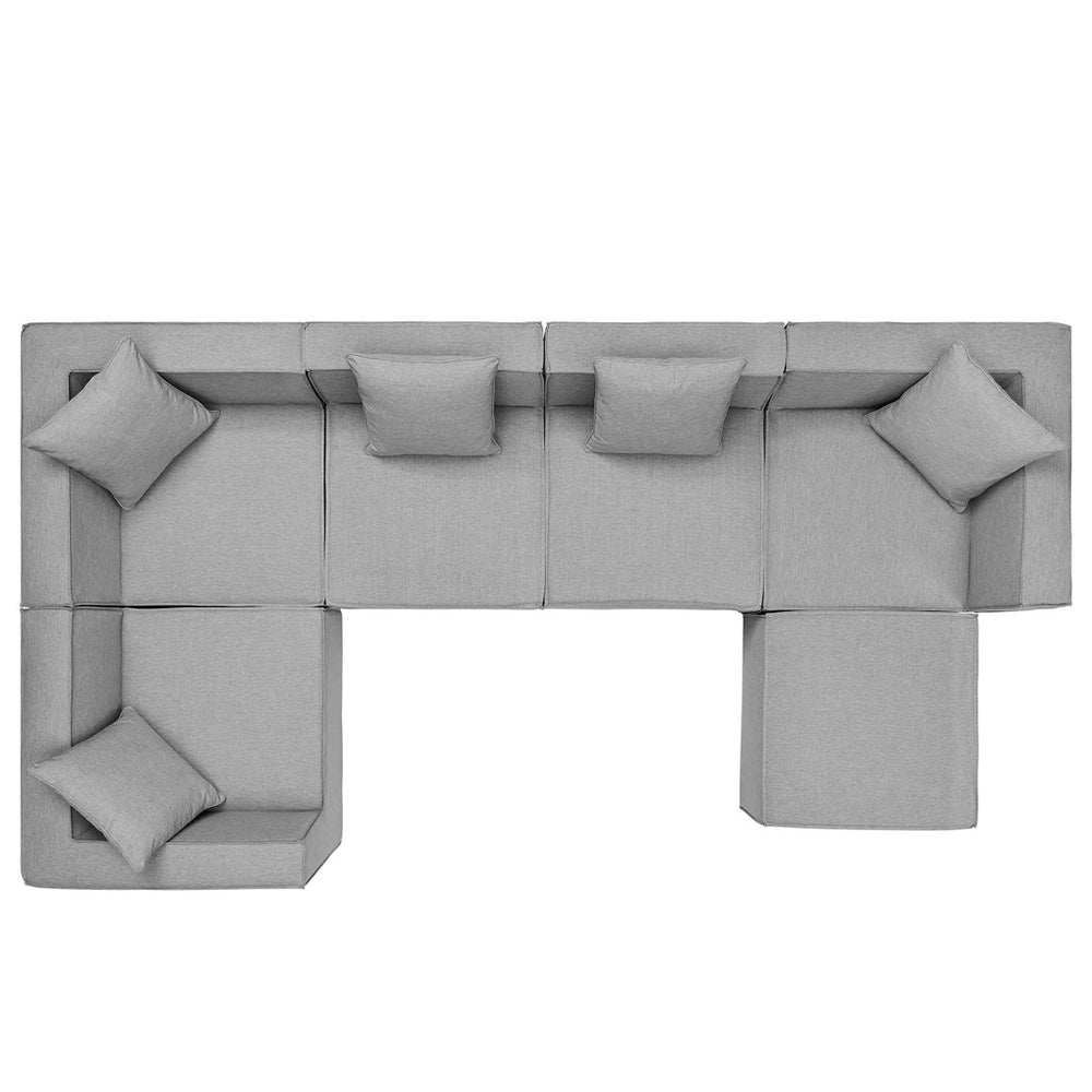 Modway Furniture Saybrook 6-Piece Outdoor Modular Sectional Sofa Set with Durable Upholstery for Ultimate Comfort Gray EEI-4386-GRY