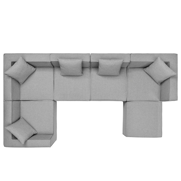 Modway Furniture Saybrook 6-Piece Outdoor Modular Sectional Sofa Set with Durable Upholstery for Ultimate Comfort Gray EEI-4386-GRY