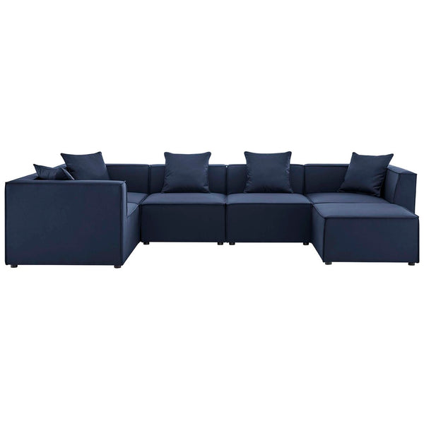 Modway Furniture Saybrook 6-Piece Outdoor Modular Sectional Sofa Set with Durable Upholstery for Ultimate Comfort Navy EEI-4386-NAV