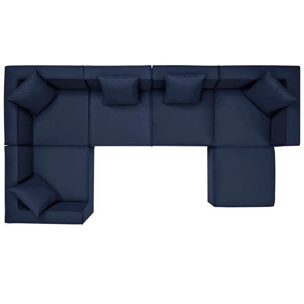 Modway Furniture Saybrook 6-Piece Outdoor Modular Sectional Sofa Set with Durable Upholstery for Ultimate Comfort Navy EEI-4386-NAV