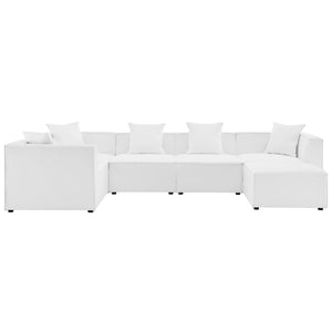 Modway Furniture Saybrook 6-Piece Outdoor Modular Sectional Sofa Set with Durable Upholstery for Ultimate Comfort White EEI-4386-WHI