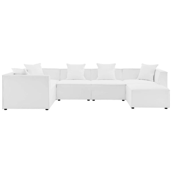 Modway Furniture Saybrook 6-Piece Outdoor Modular Sectional Sofa Set with Durable Upholstery for Ultimate Comfort White EEI-4386-WHI