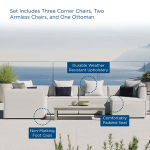Modway Furniture Saybrook 6-Piece Outdoor Modular Sectional Sofa Set with Durable Upholstery for Ultimate Comfort White EEI-4386-WHI