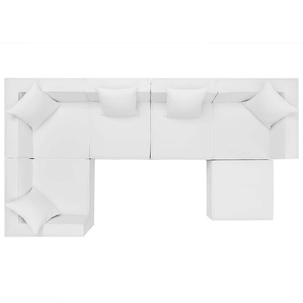 Modway Furniture Saybrook 6-Piece Outdoor Modular Sectional Sofa Set with Durable Upholstery for Ultimate Comfort White EEI-4386-WHI