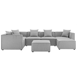 Modway Furniture Saybrook 7-Piece Outdoor Patio Sectional Sofa - Durable, Stylish Comfort for Your Alfresco Space Gray EEI-4387-GRY