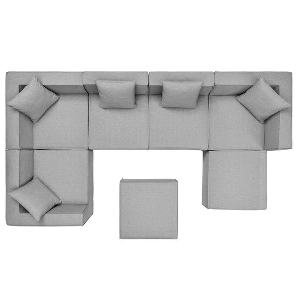 Modway Furniture Saybrook 7-Piece Outdoor Patio Sectional Sofa - Durable, Stylish Comfort for Your Alfresco Space Gray EEI-4387-GRY