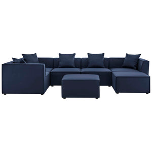 Modway Furniture Saybrook 7-Piece Outdoor Patio Sectional Sofa - Durable, Stylish Comfort for Your Alfresco Space Navy EEI-4387-NAV