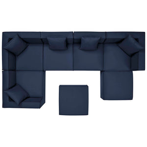 Modway Furniture Saybrook 7-Piece Outdoor Patio Sectional Sofa - Durable, Stylish Comfort for Your Alfresco Space Navy EEI-4387-NAV