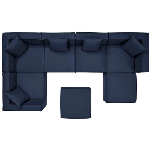 Modway Furniture Saybrook 7-Piece Outdoor Patio Sectional Sofa - Durable, Stylish Comfort for Your Alfresco Space Navy EEI-4387-NAV