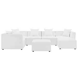 Modway Furniture Saybrook 7-Piece Outdoor Patio Sectional Sofa - Durable, Stylish Comfort for Your Alfresco Space White EEI-4387-WHI