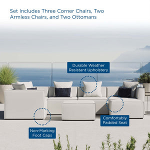Modway Furniture Saybrook 7-Piece Outdoor Patio Sectional Sofa - Durable, Stylish Comfort for Your Alfresco Space White EEI-4387-WHI