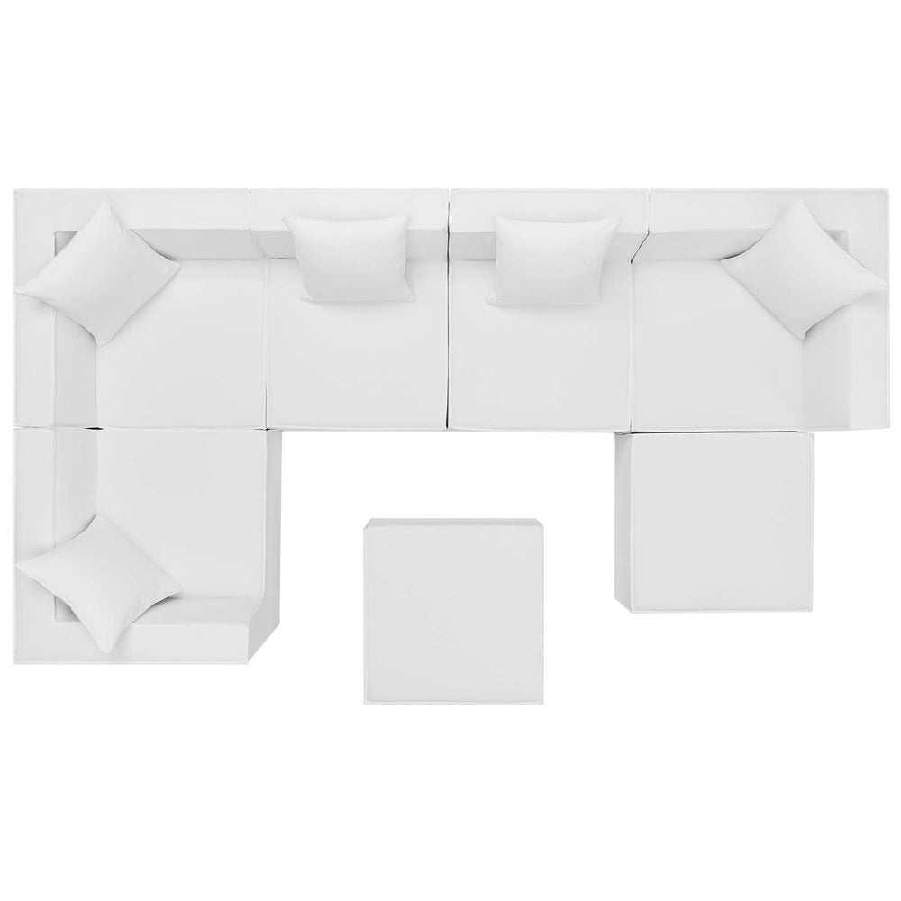 Modway Furniture Saybrook 7-Piece Outdoor Patio Sectional Sofa - Durable, Stylish Comfort for Your Alfresco Space White EEI-4387-WHI